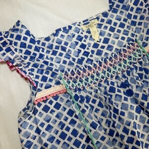 Matilda Jane Wandering Waters Peasant Blouse Blue Fluttered Sleeves Size Medium